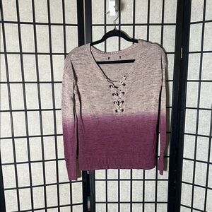 American Eagle Ombre purple  Lace-Up Sweater